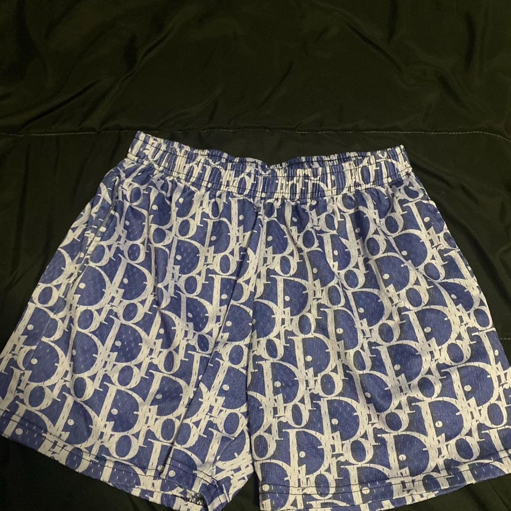 Dior Hybrid Blue and White Shorts with Geometric Design